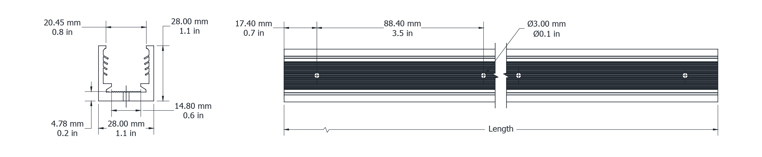 Drawing Image for Ultimo Neon 22 Flexible Grip Silicone Profile