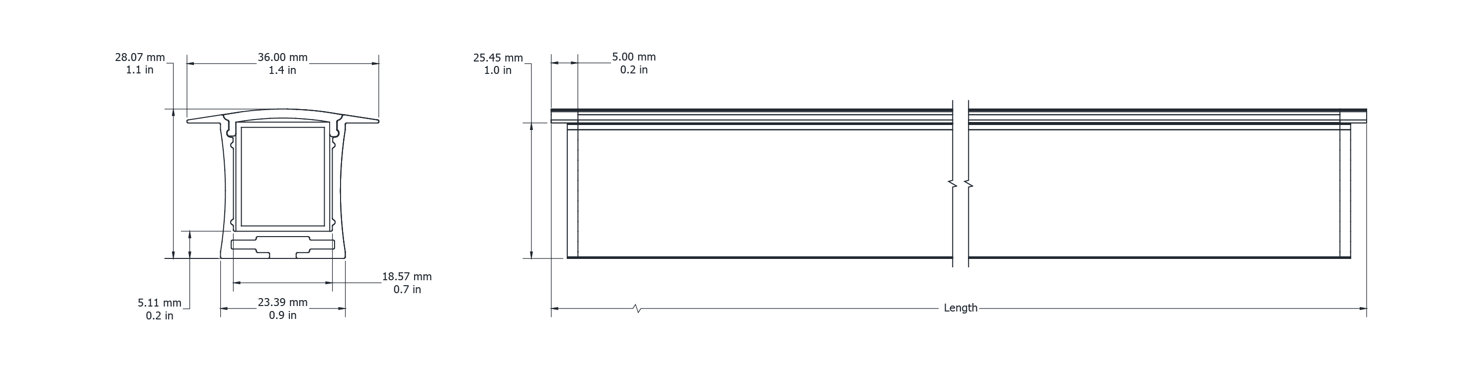 Drawing Image for Flex Profile Recessed 3628
