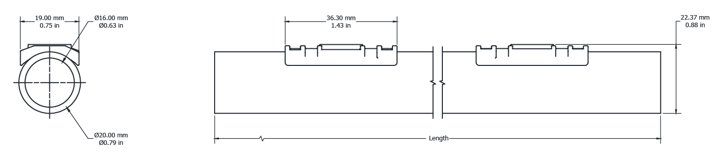 Drawing Image for Ultimo Neon Radius 25 Horizontal Suspension Kit