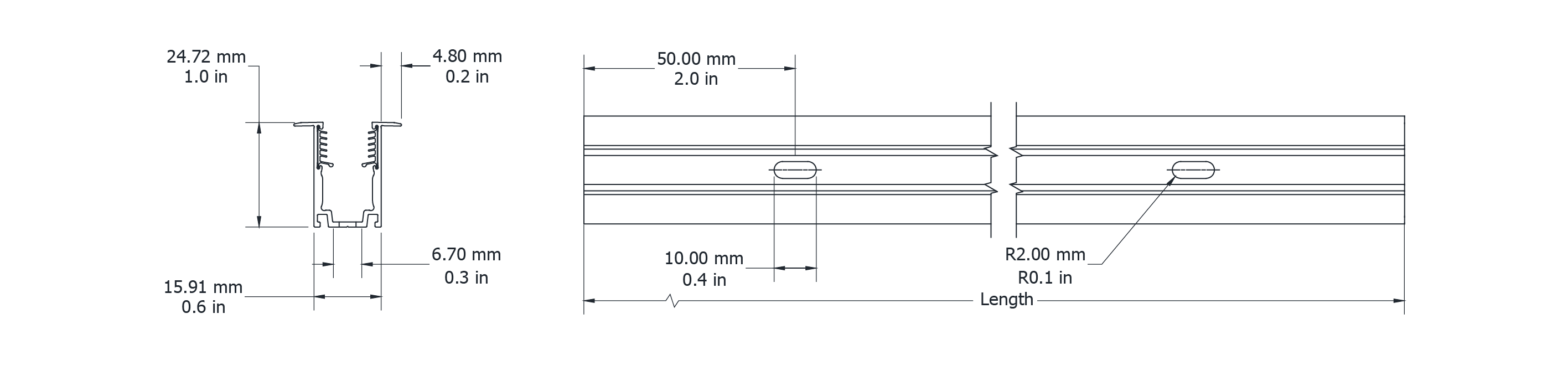 Drawing Image for Ultimo Neon Maxi Recessed Grip Profile