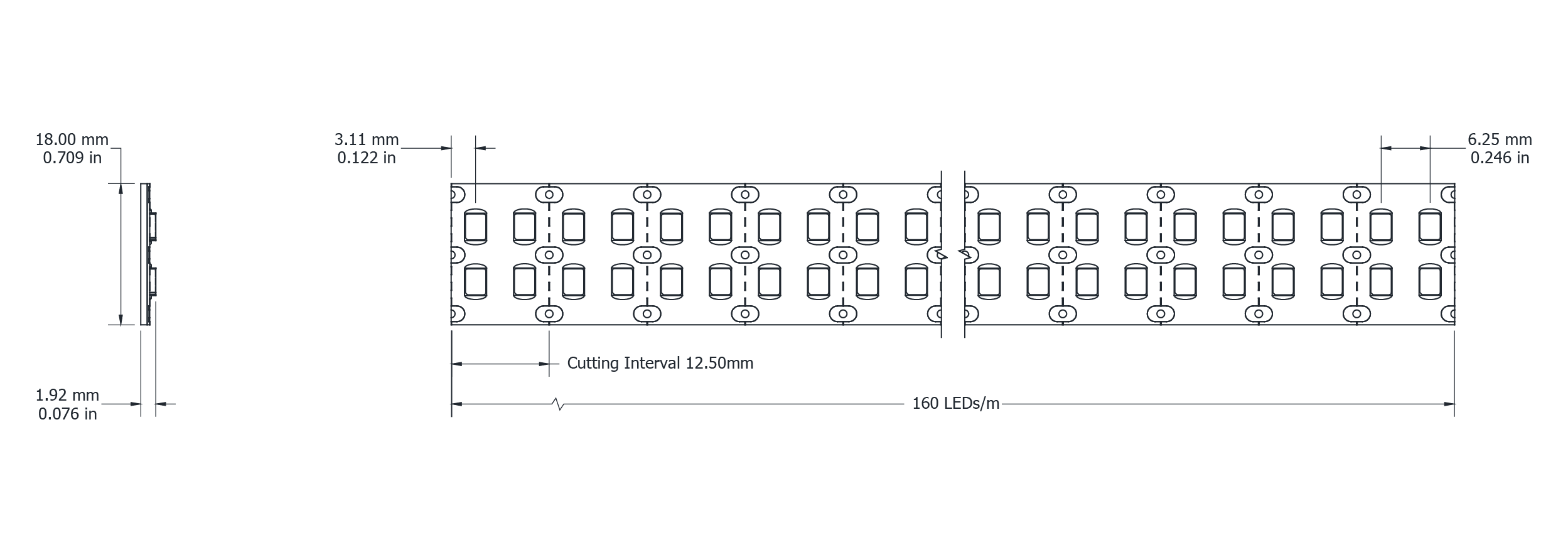 Drawing Image for Double Line Dynamic White 80 IP20