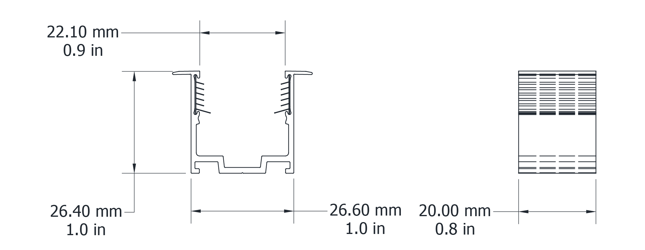 Drawing Image for Ultimo Neon 22 SV Recessed Grip Clip 