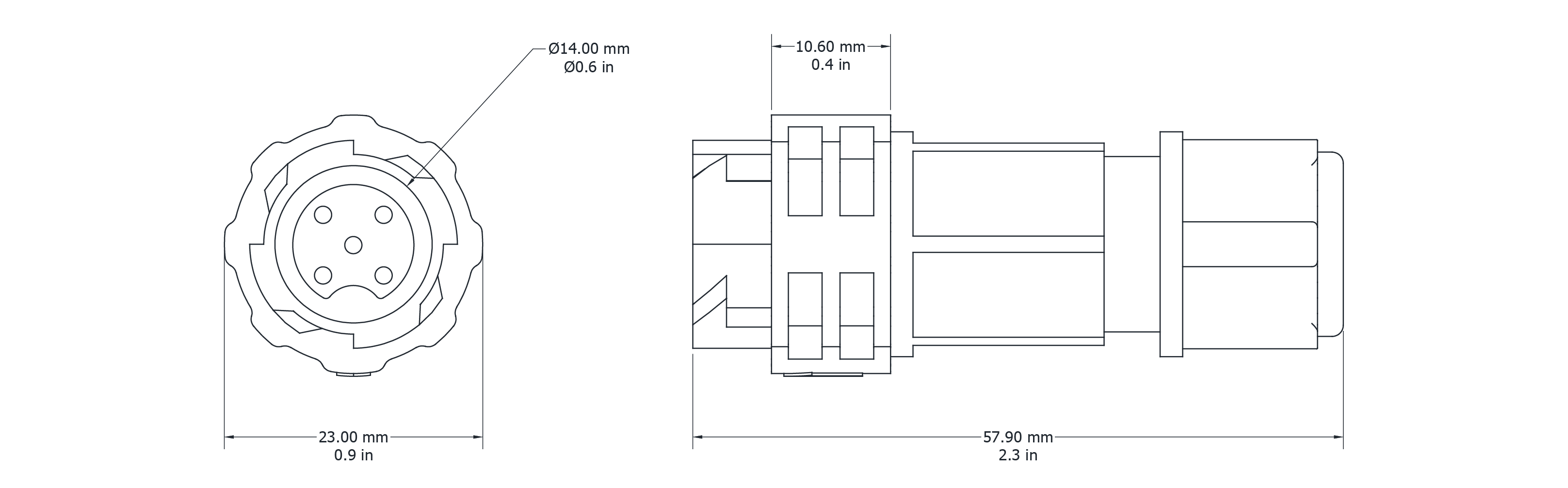 Drawing Image for Push Lock Connector 5 Pin Female 