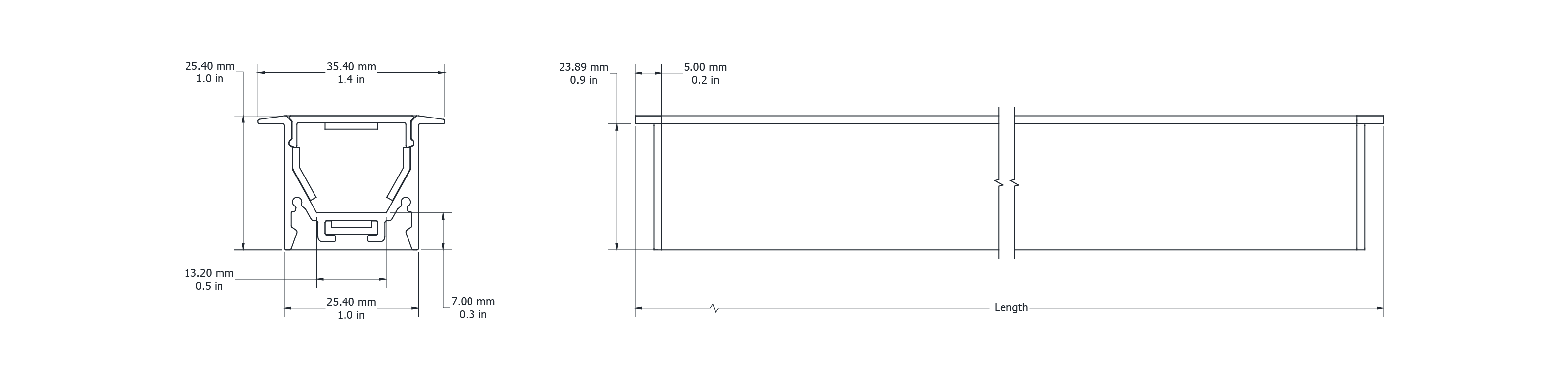 Drawing Image for Flex Profile Recessed 3525