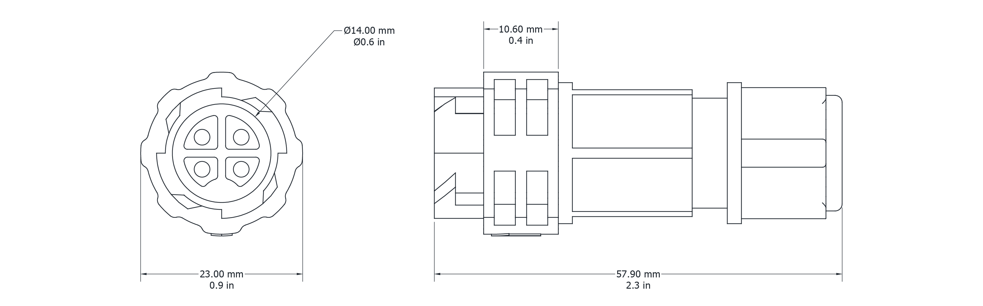 Drawing Image for Push Lock Connector 4 Pin Female 