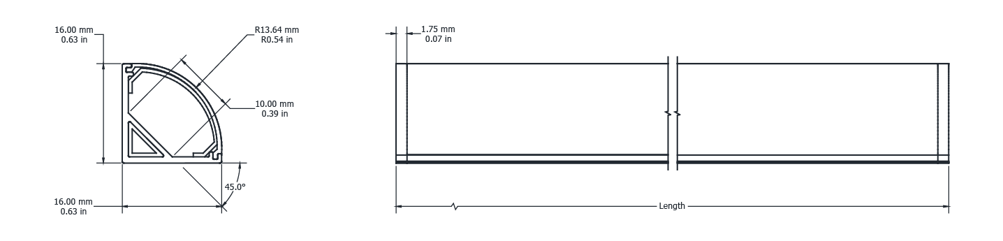 Drawing Image for Flex Profile Surface Corner 1617
