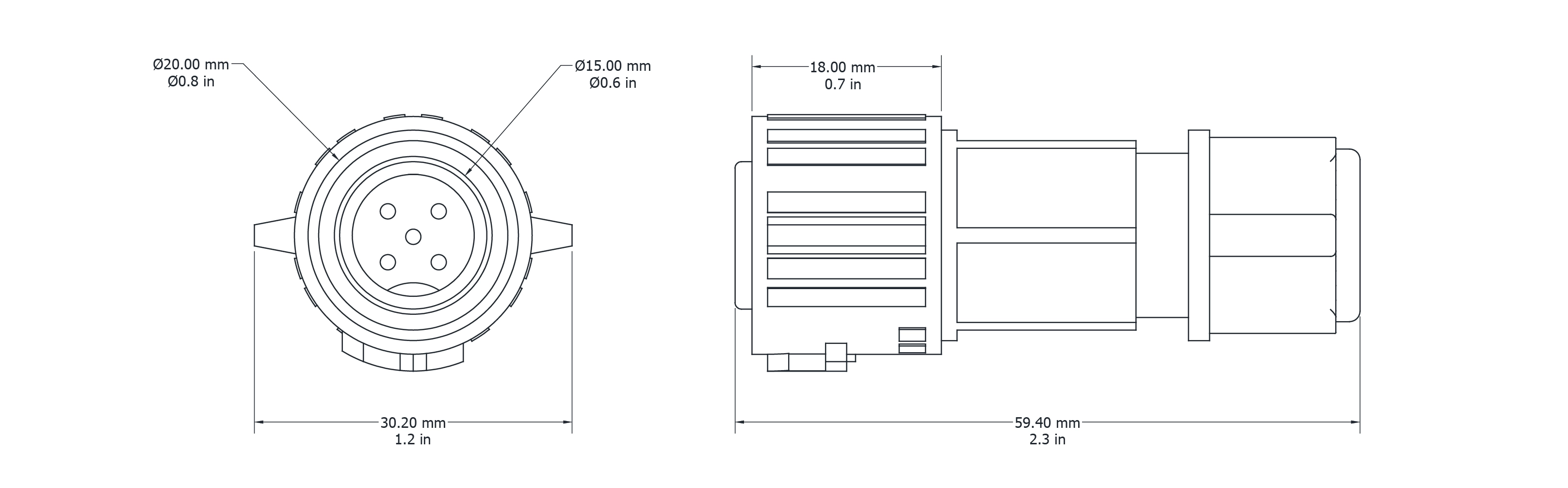 Drawing Image for Push Lock Connector 5 Pin Male 