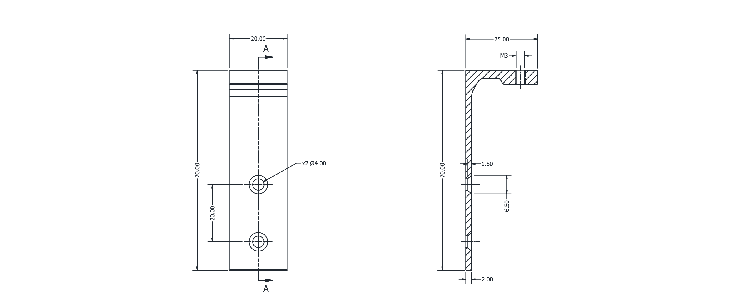 Drawing Image for Side Mounting L Bracket 