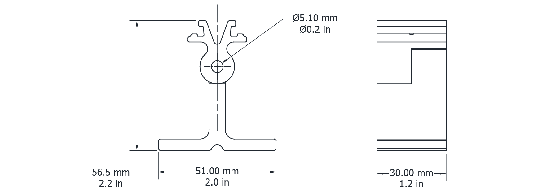 Drawing Image for Element 40 Adjustable Bracket 56.5mm