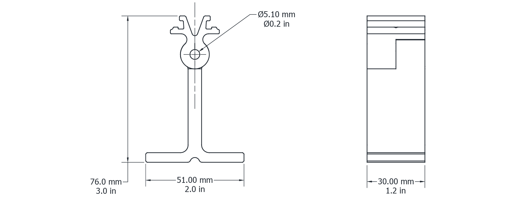 Drawing Image for Element 40 Adjustable Bracket 76MM