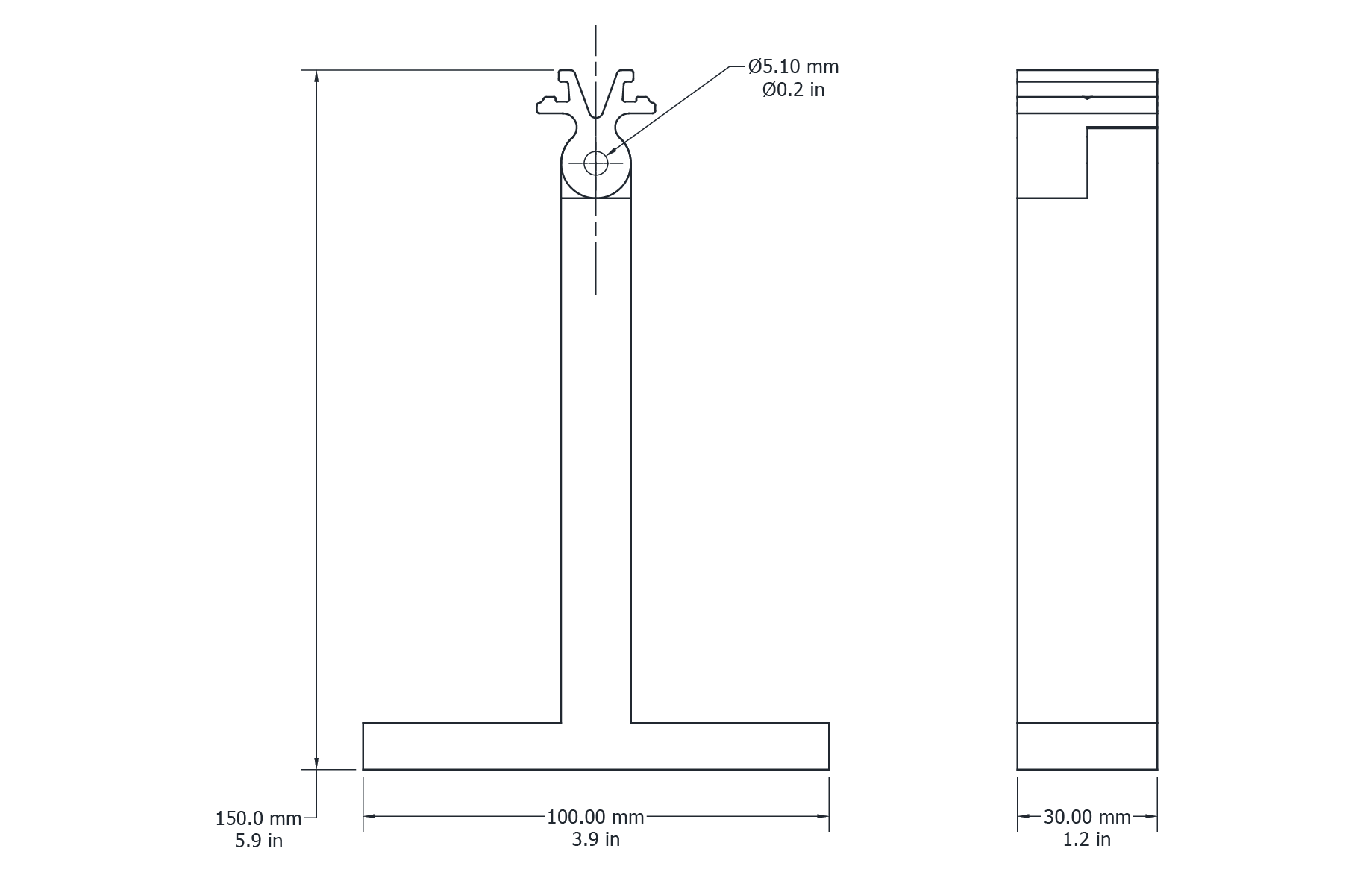 Drawing Image for Element 40 Wall Mount Bracket 150MM