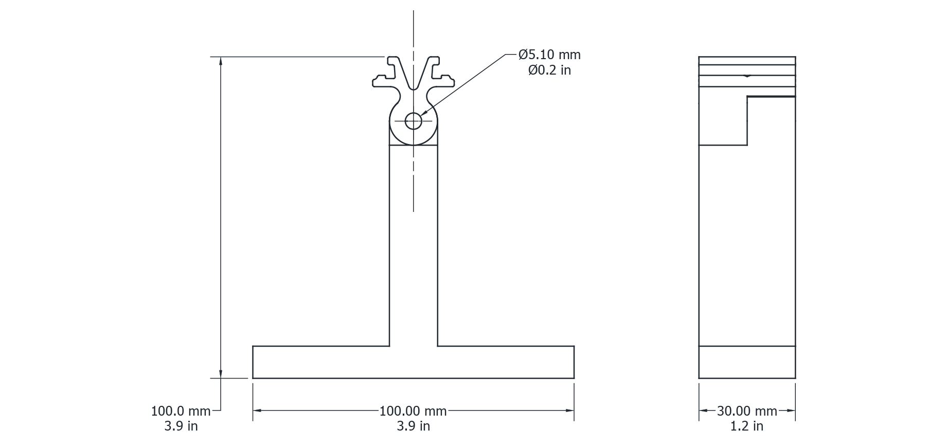Drawing Image for Element 40 Wall Mount Bracket 100MM