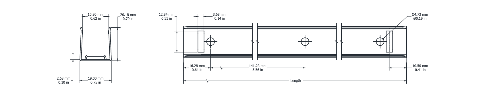 Drawing Image for Aqua Neon 16 Stainless Steel Profile