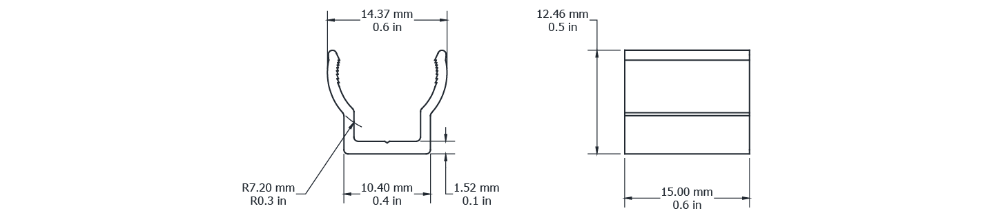 Drawing Image for Ultimo Neon Radius 13 Surface Mounting Clip 