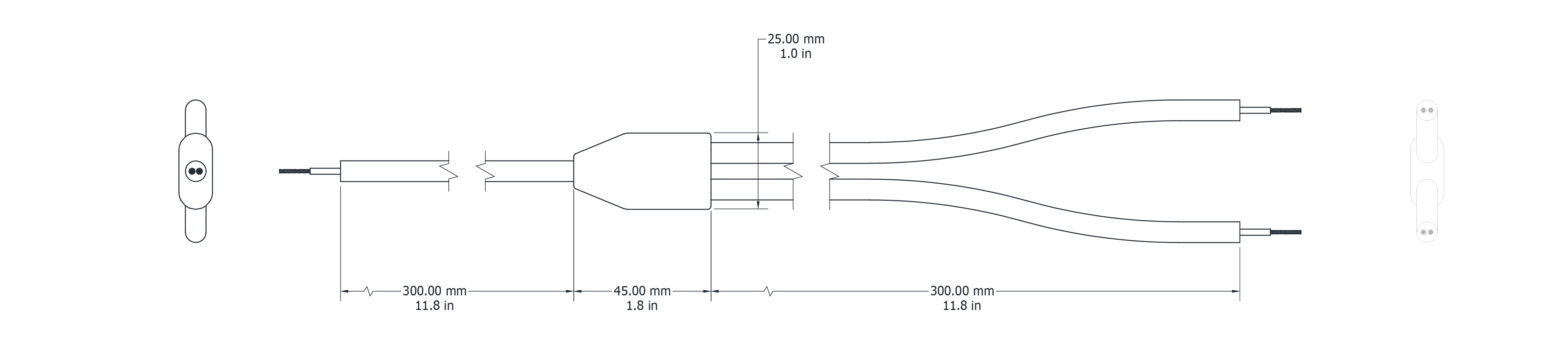 Drawing Image for Y Cable - 2 Core 