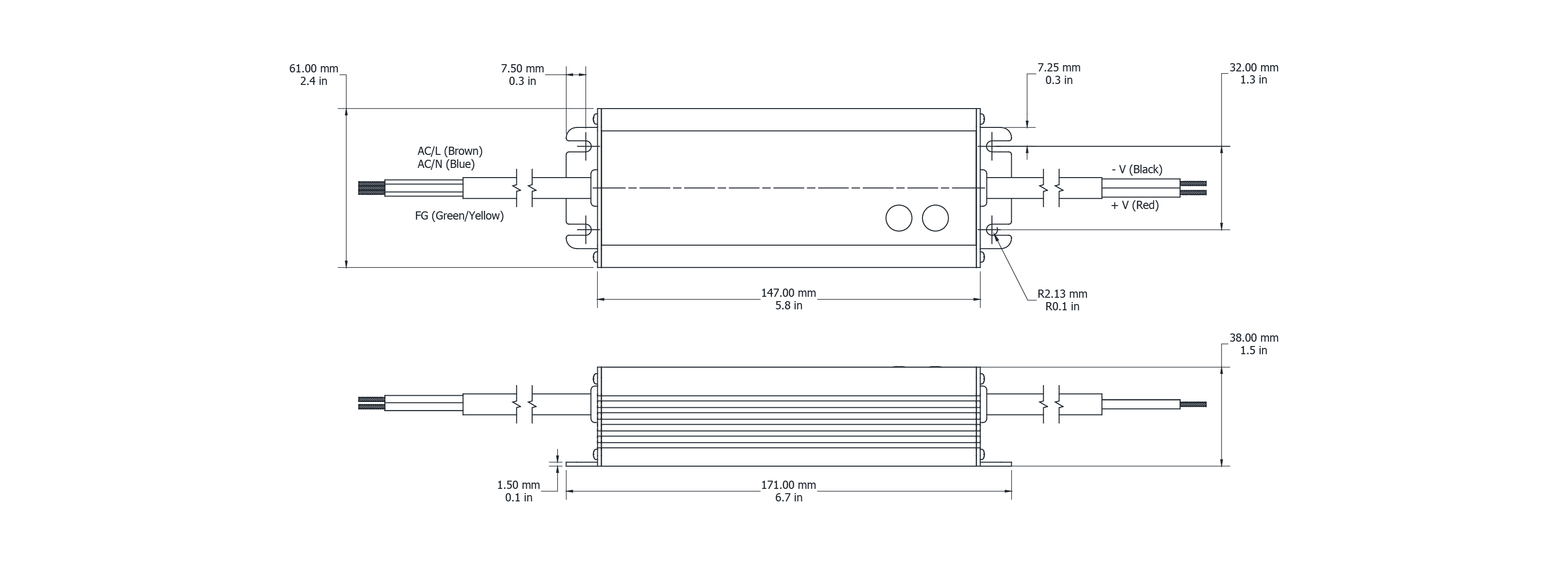 Drawing Image for Flex Drive 40W 24V IP65 Switching 