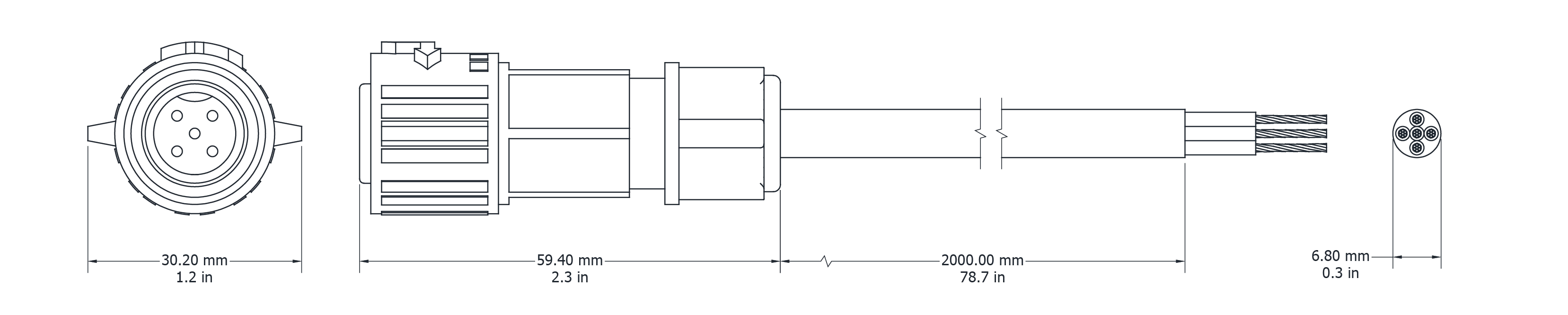 Drawing Image for Lead Cable Male - 5 Pin 