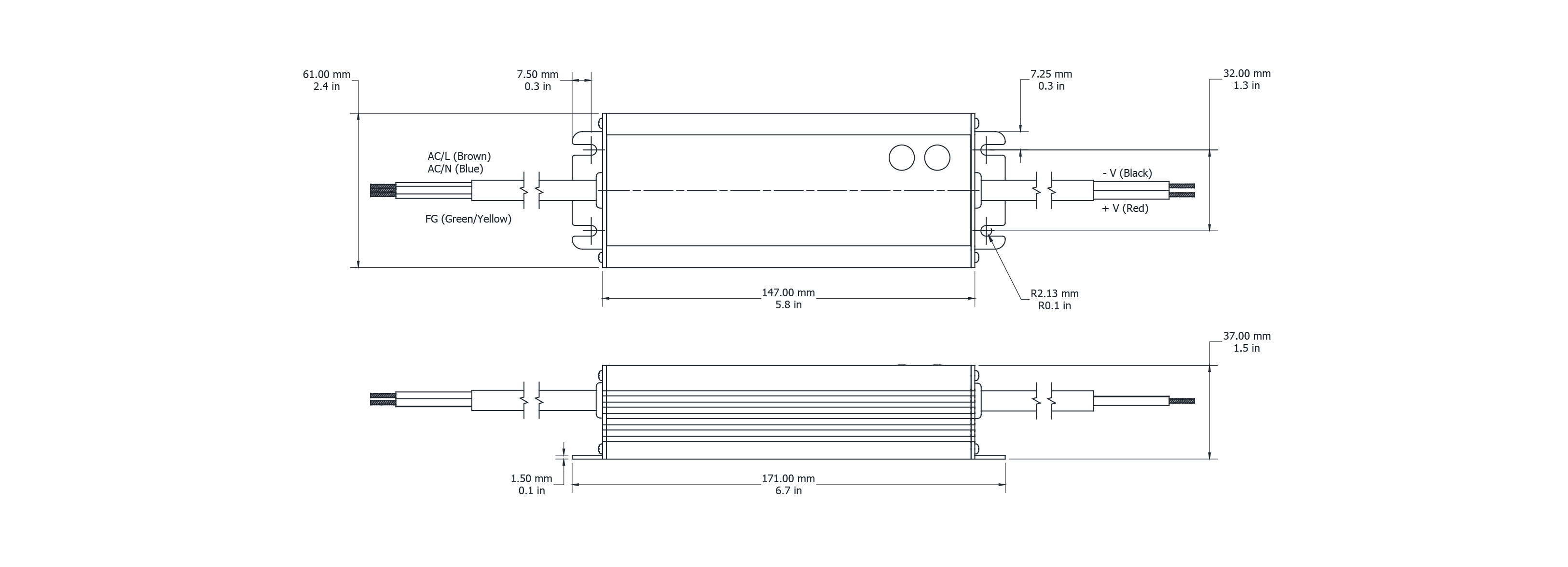 Drawing Image for Flex Drive 60W 24V IP65 Switching 