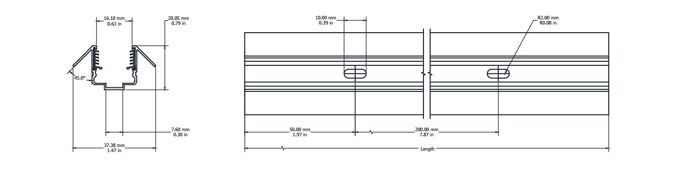 Drawing Image for Ultimo Neon 16 Corner Profile