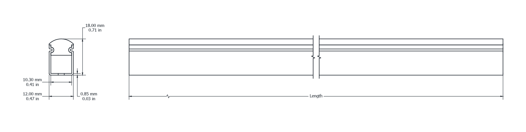 Drawing Image for Flex Profile Surface Straight 1218