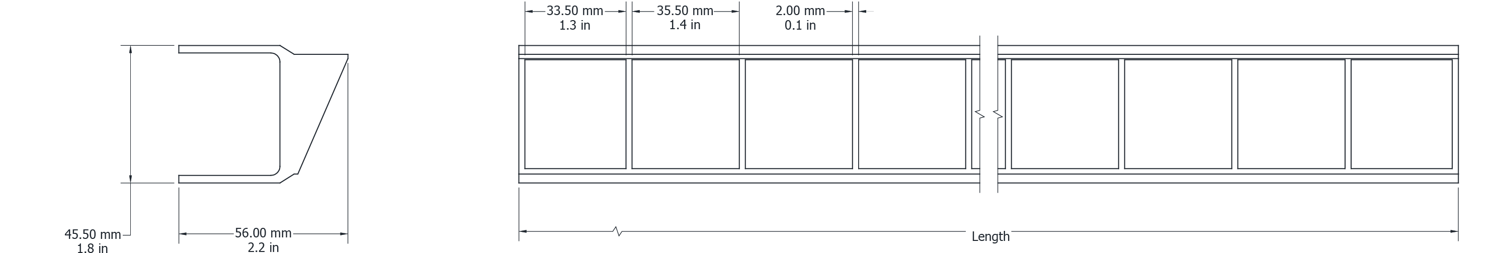Drawing Image for Element 40 Anti-Glare Asymmetric Louvre