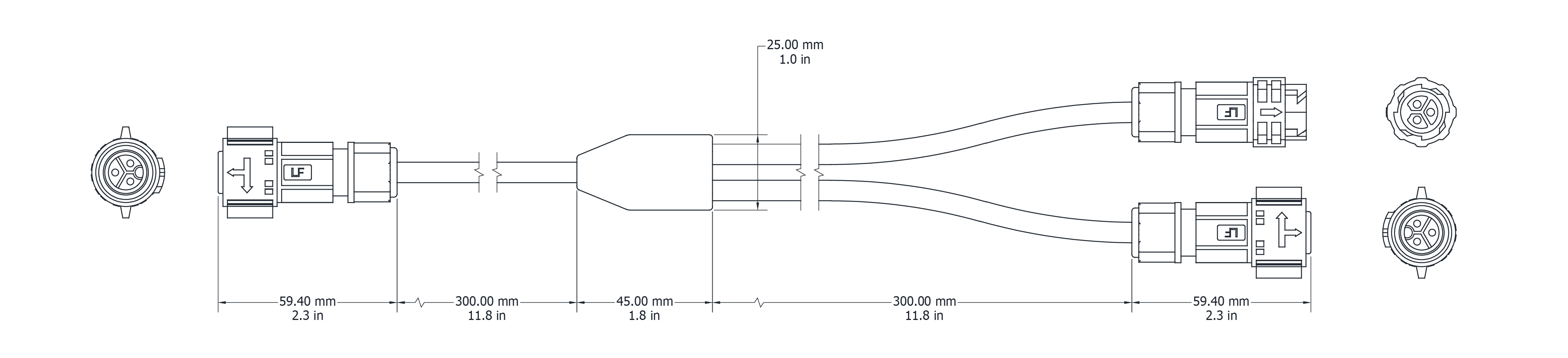 Drawing Image for Y Cable - 4 Pin 