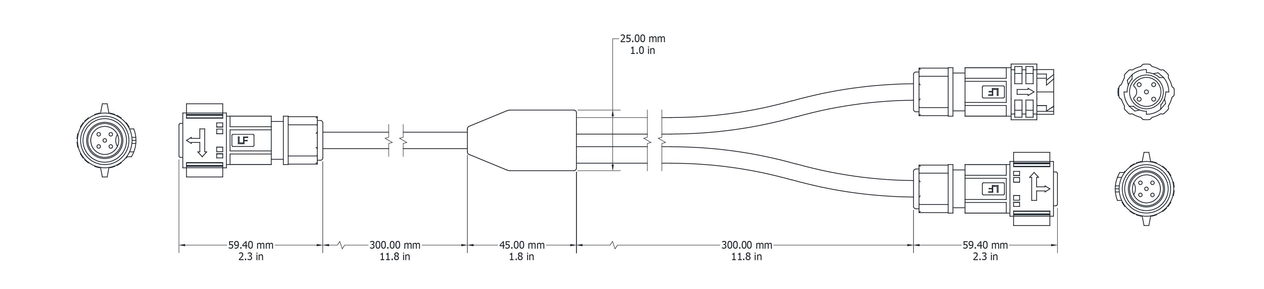 Drawing Image for Y Cable - 5 Pin 