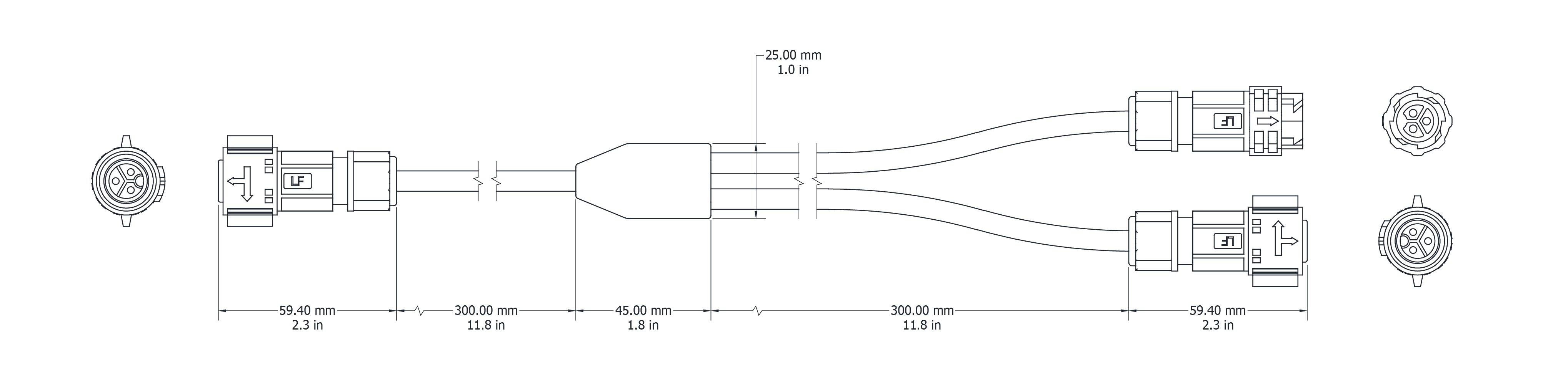 Drawing Image for Y Cable - 3 Pin 