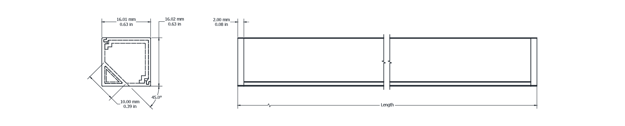 Drawing Image for Flex Profile Surface Corner 1616